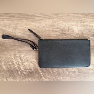 Lo & Sons Small Pouch Smartphone Wristlet Black Saffiano Leather